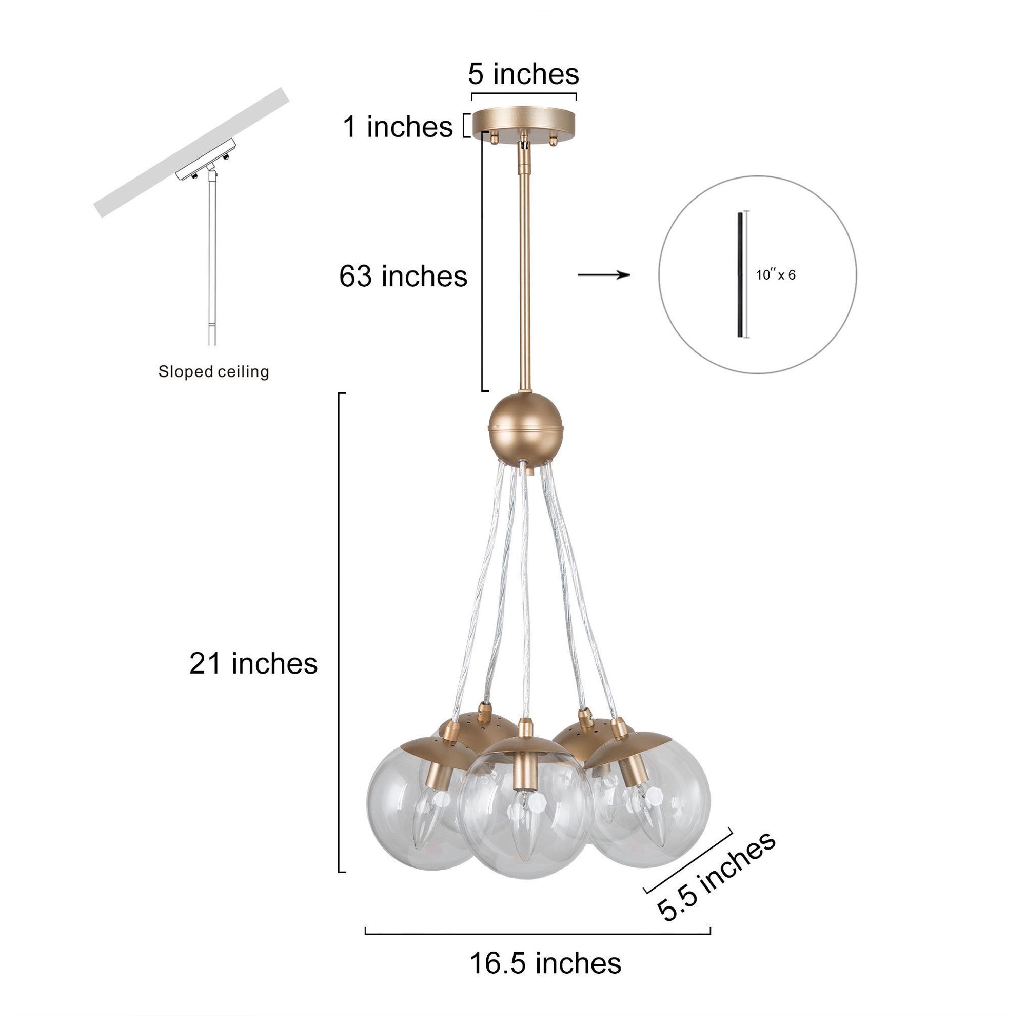 Image 5 5-Light 16.5"W Cluster Dark Gold  Chandeliers more views