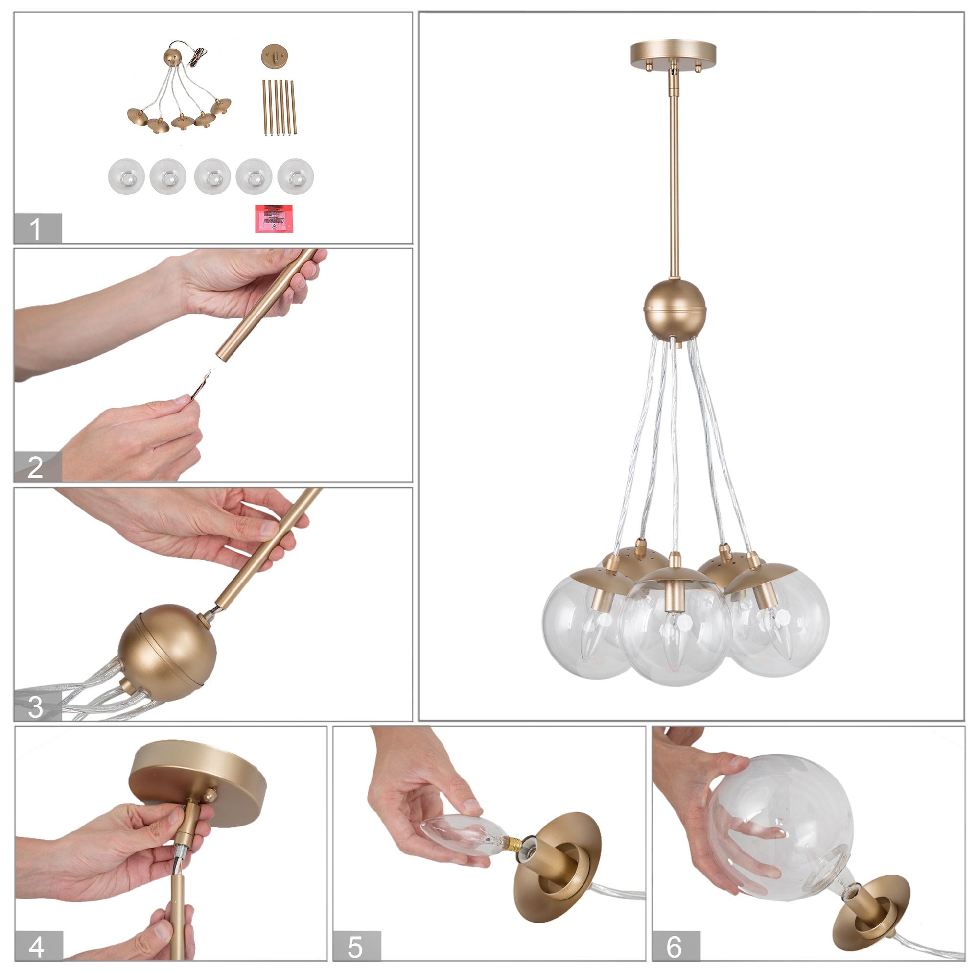 Image 6 5-Light 16.5"W Cluster Dark Gold  Chandeliers more views