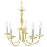 5 Light - 18" - Chandelier - with Candlesticks - Polished Brass Finish