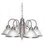 5 Light - 22" - Chandelier w Frosted Ribbed Shades - Brushed Nickel Fi