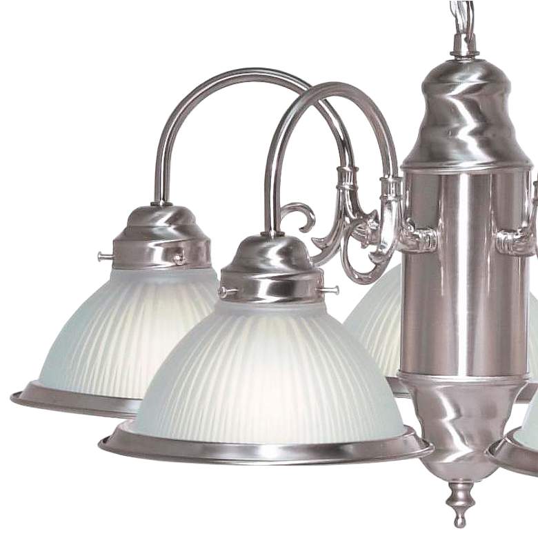 Image 2 5 Light - 22" - Chandelier w Frosted Ribbed Shades - Brushed Nickel Fi more views