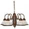 5 Light - 22" - Chandelier - With Clear Ribbed Shades - Old Bronze Fin