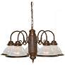5 Light - 22" - Chandelier - With Clear Ribbed Shades - Old Bronze Fin