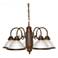 5 Light - 22" - Chandelier - With Frosted Ribbed Shades - Old Bronze F