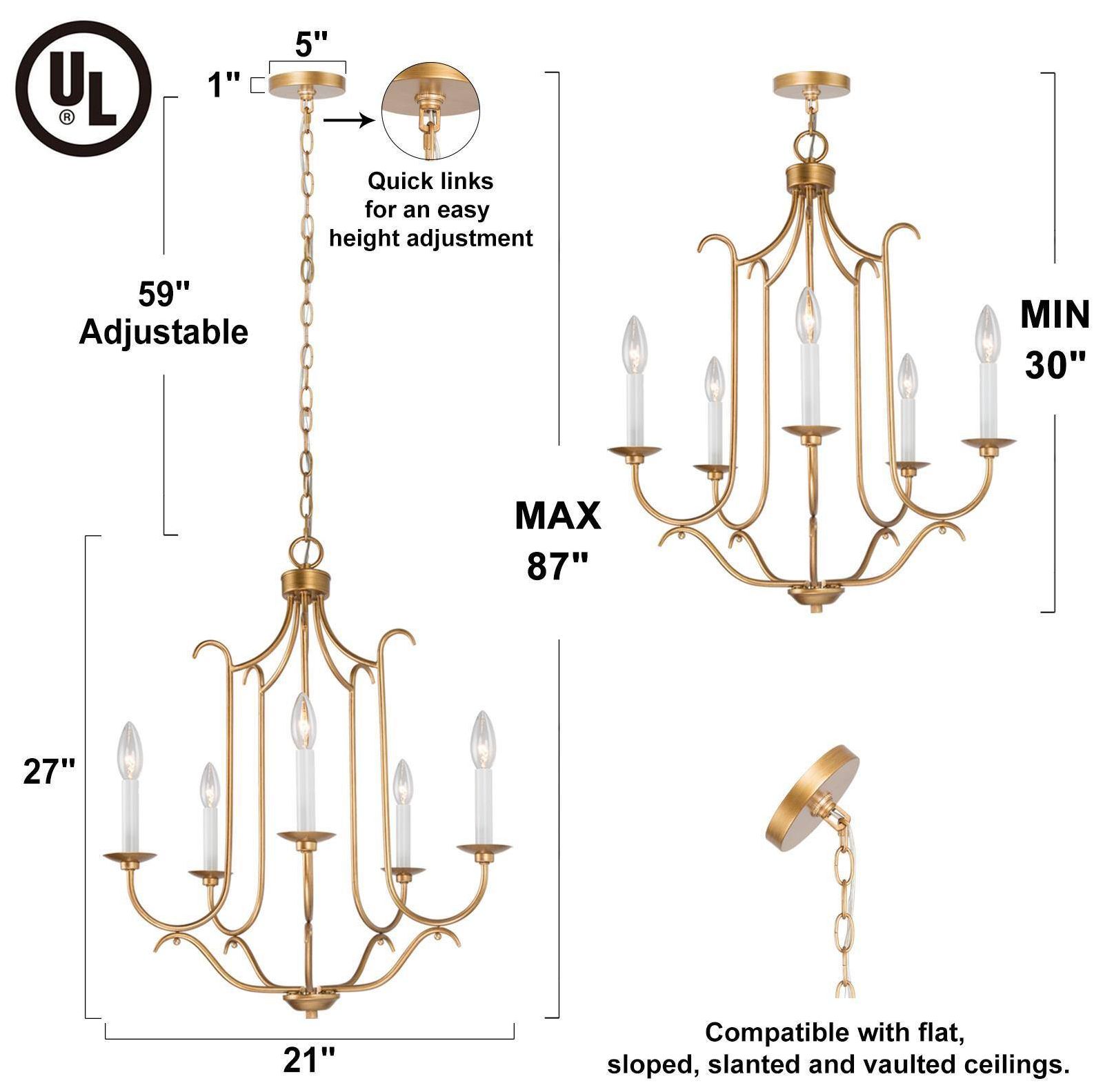 Image 5 5-Light 22"W Classic Gold Chandeliers more views