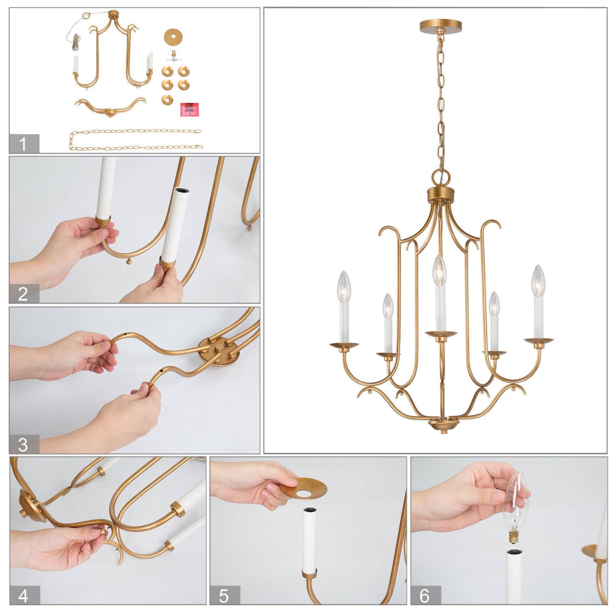 Image 6 5-Light 22"W Classic Gold Chandeliers more views