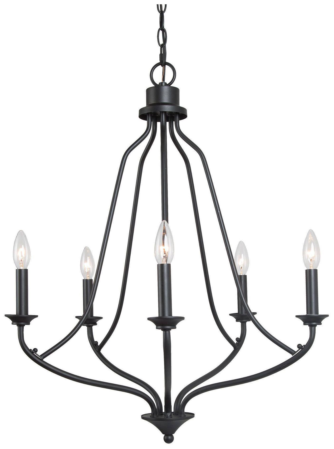 5-Light 24"W Classic Black Chandeliers