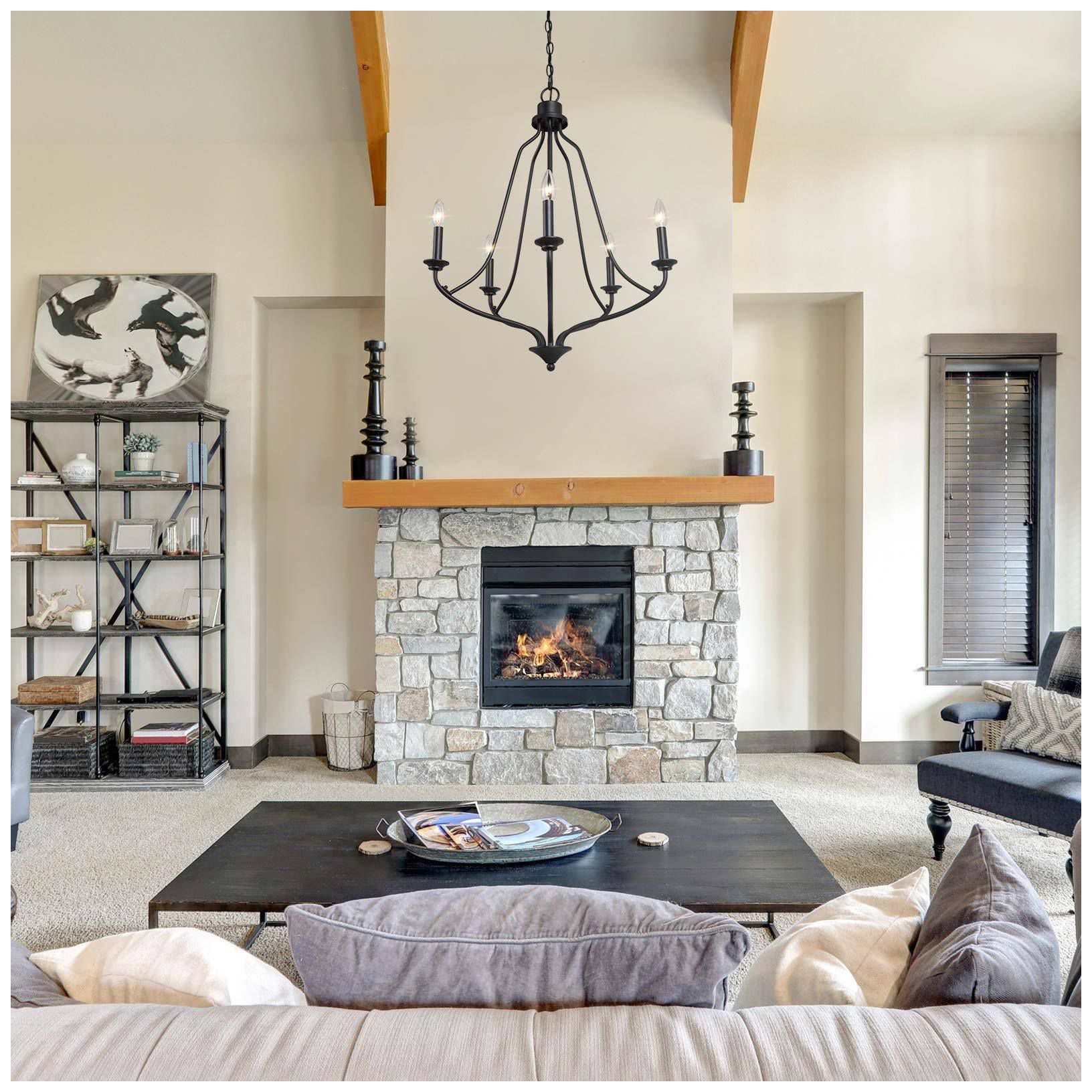 5-Light 24"W Classic Black Chandeliers