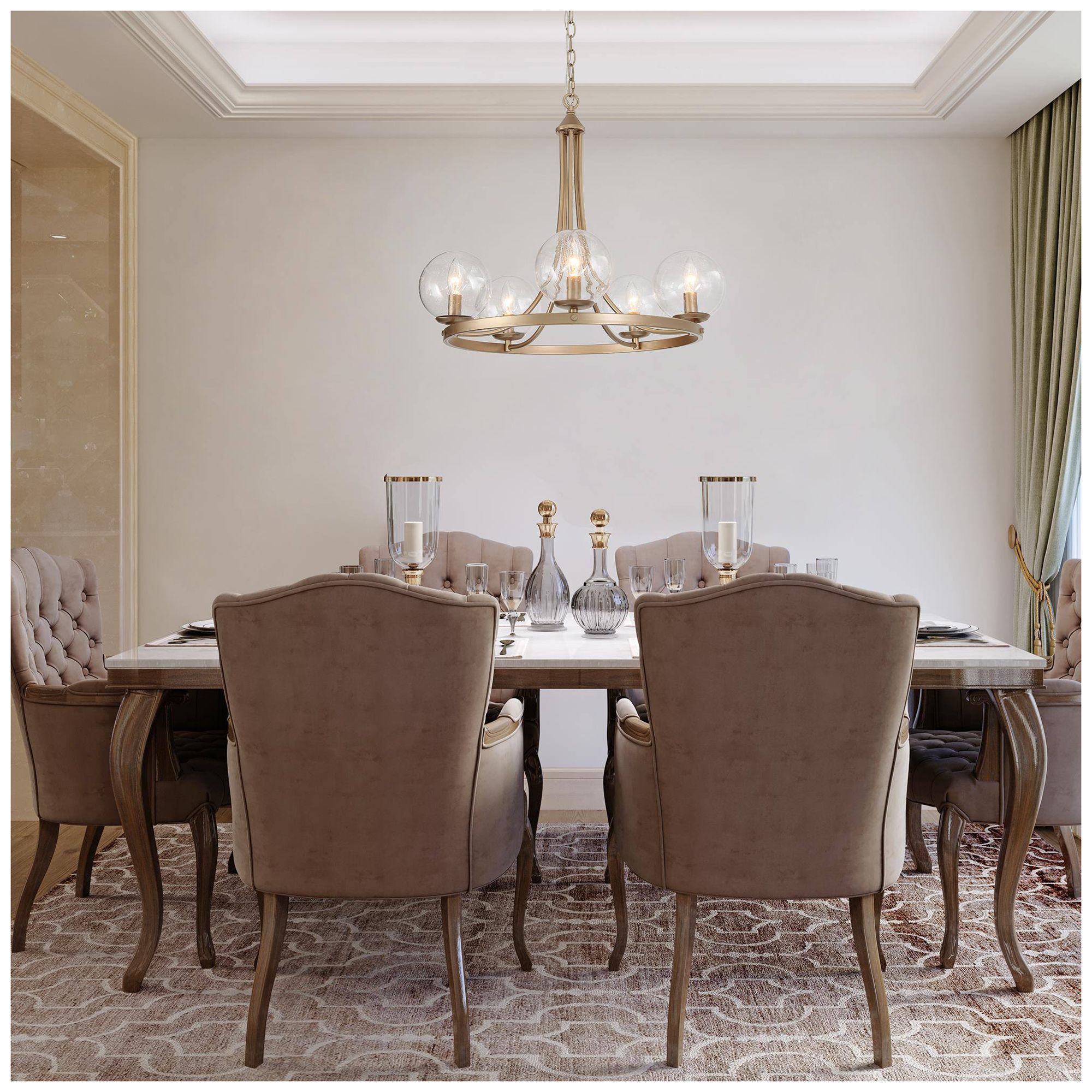 Image 5 5-Light 24"W Wheel Metallic Gold Chandeliers more views