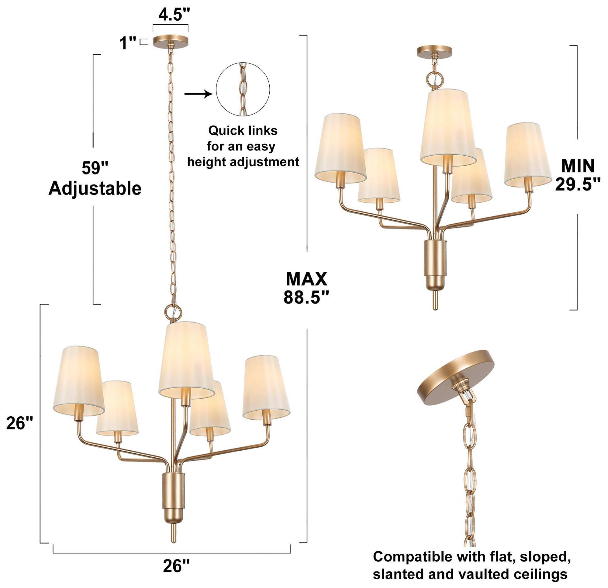 Image 5 5-Light 25.2"W Classic Dark Gold  Chandeliers more views