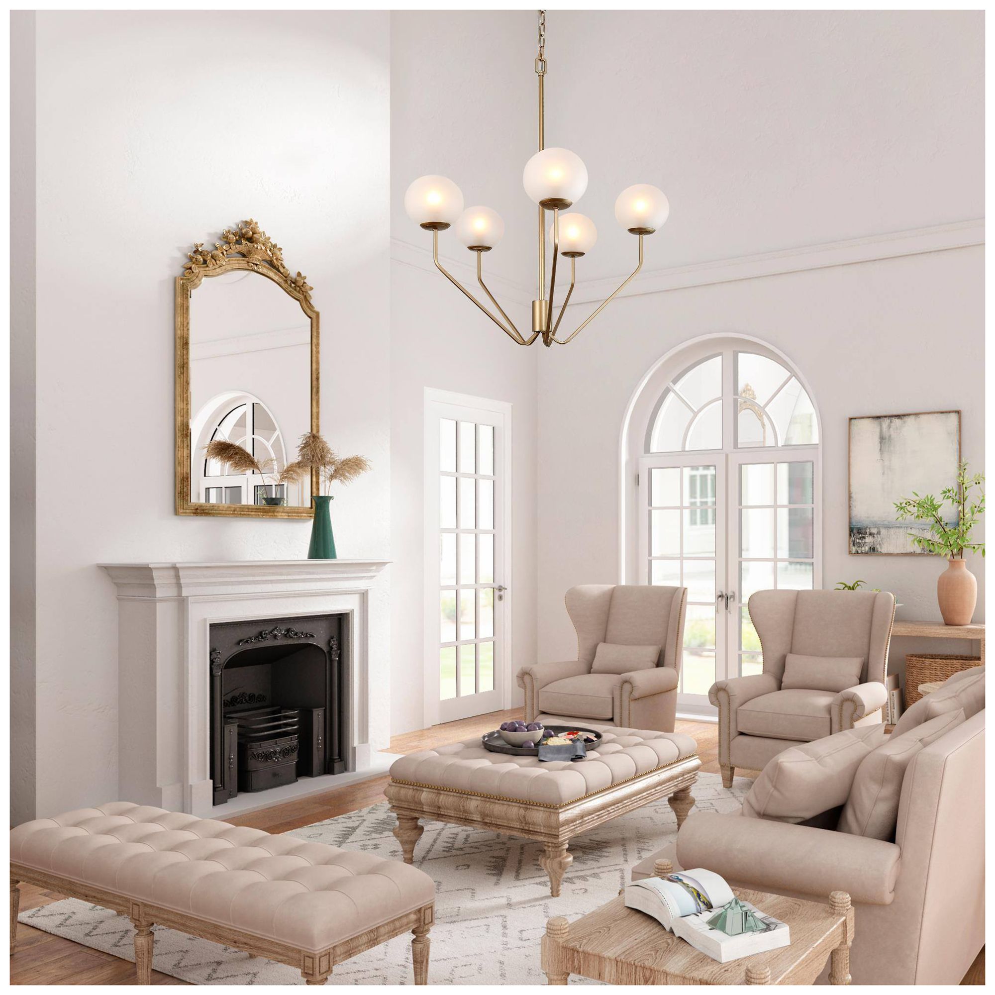 5-Light 26.8"W Classic Dark Gold  Chandeliers