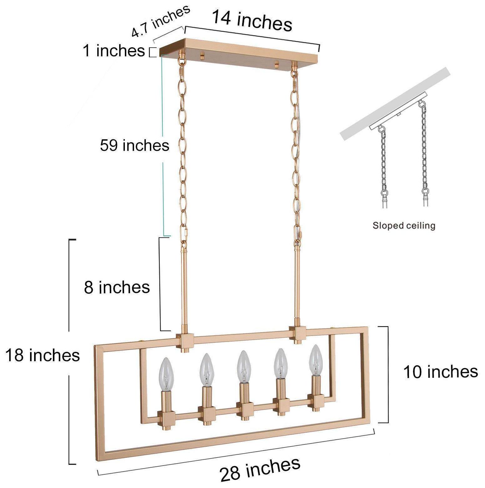 Image 5 5-Light 28.3"W Rectangle Dark Gold  Chandeliers more views