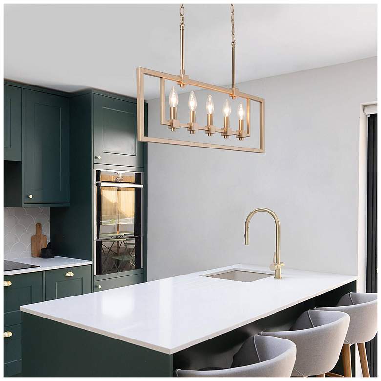 Gold Rectangular Light 5-Light 28.3