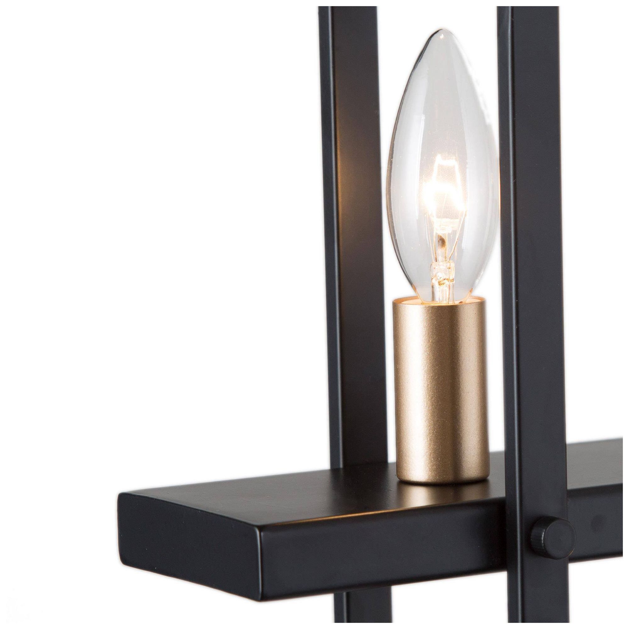 Image 4 5-Light 31.9"W Linear Matt Black and Metallic Gold Chandeliers more views