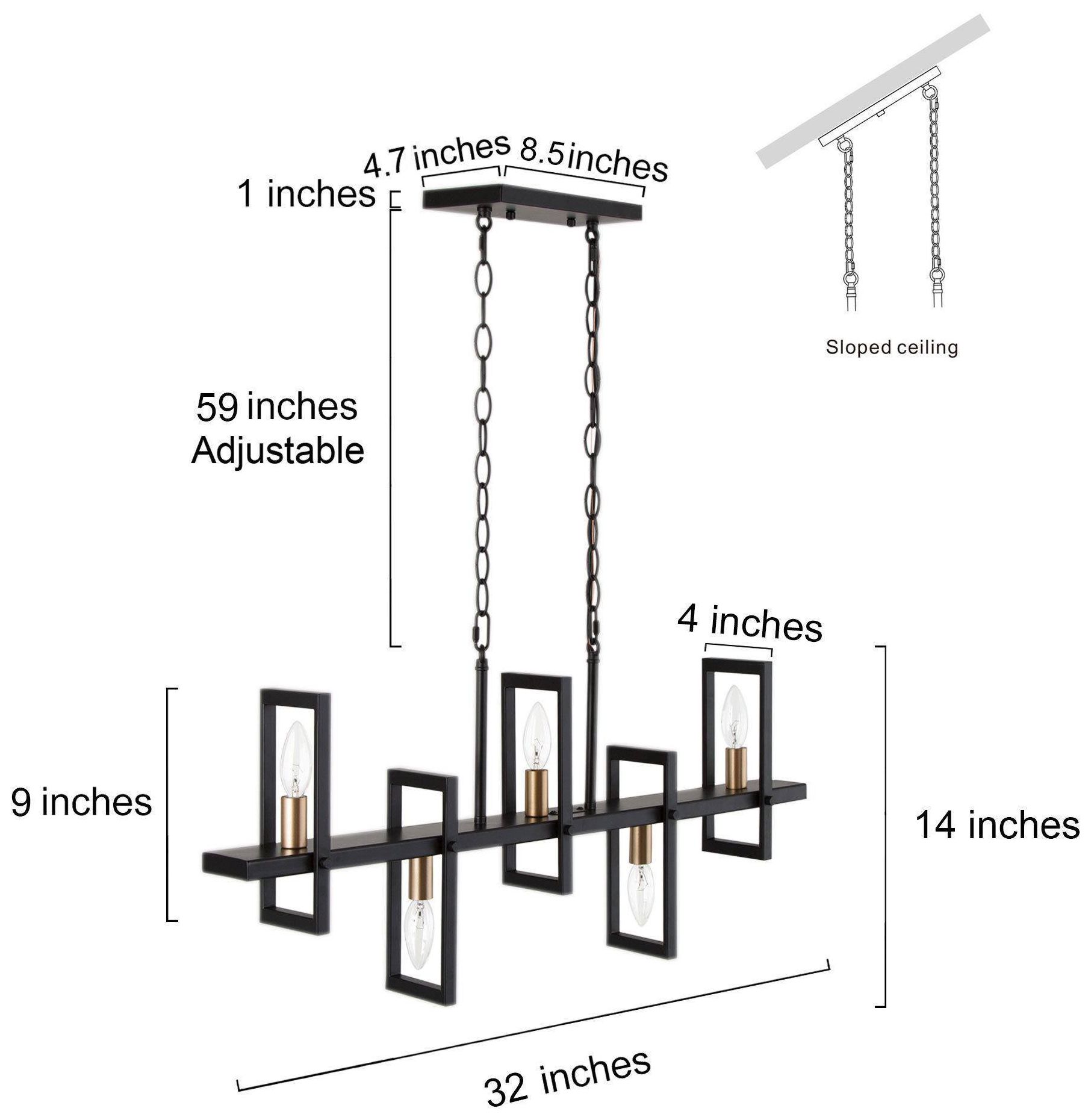 Image 5 5-Light 31.9"W Linear Matt Black and Metallic Gold Chandeliers more views