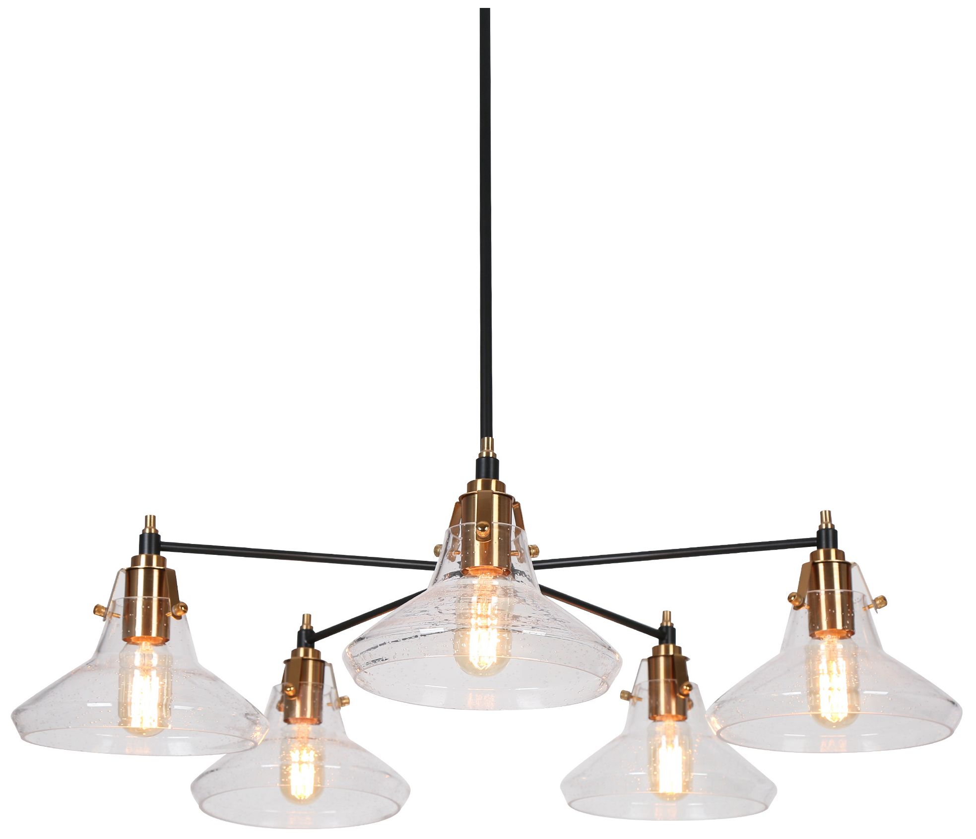 5-Light 33.1"W Branch Matt Black and Plated Brass Chandeliers