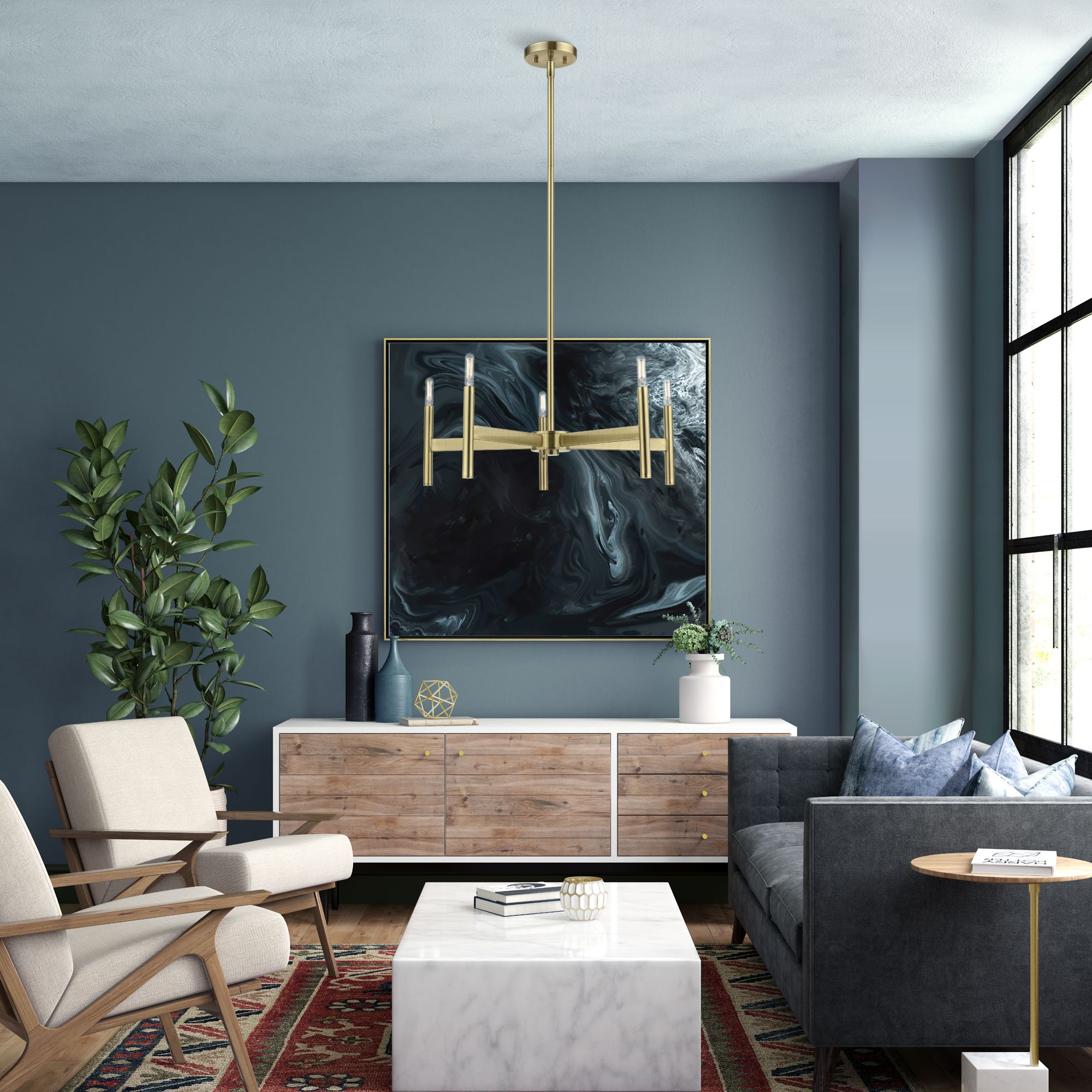 Image 7 5 Light Antique Brass Chandelier more views