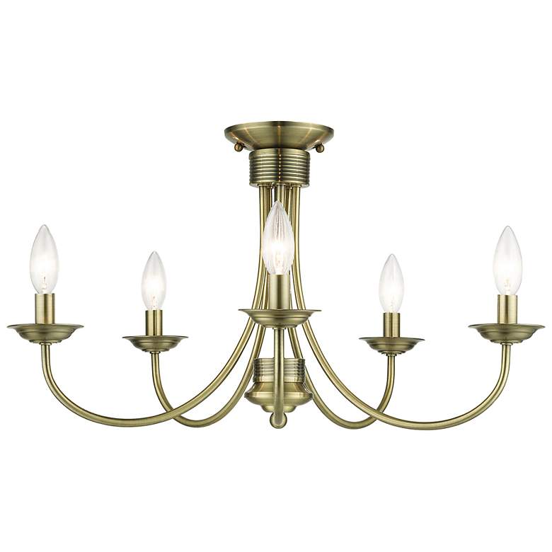 Image 2 5 Light Antique Brass Large Semi-Flush