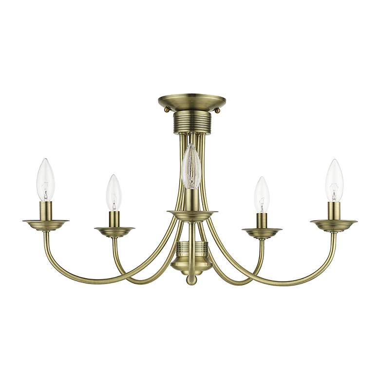 Image 3 5 Light Antique Brass Large Semi-Flush more views