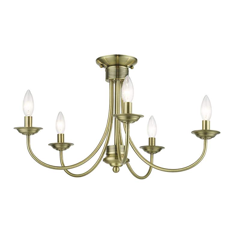 Image 4 5 Light Antique Brass Large Semi-Flush more views