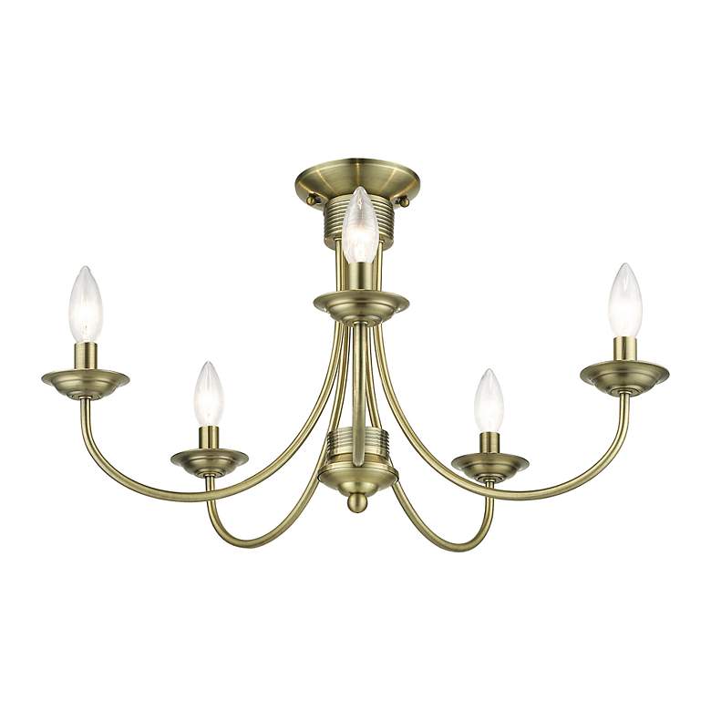 Image 5 5 Light Antique Brass Large Semi-Flush more views