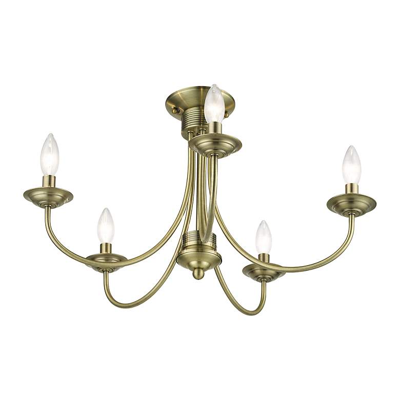 Image 6 5 Light Antique Brass Large Semi-Flush more views