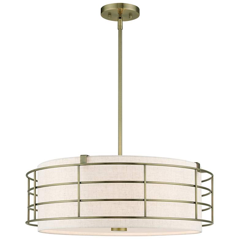 Image 1 5 Light Antique Brass Pendant Chandelier