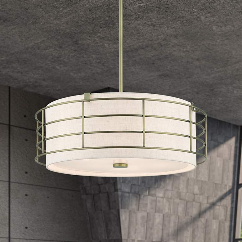 Image 1 5 Light Antique Brass Pendant Chandelier