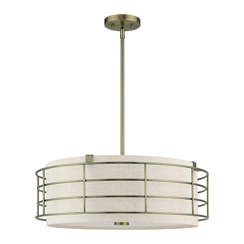 Image 3 5 Light Antique Brass Pendant Chandelier more views