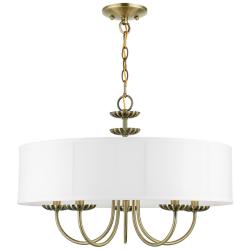 5 Light Antique Brass Pendant Chandelier