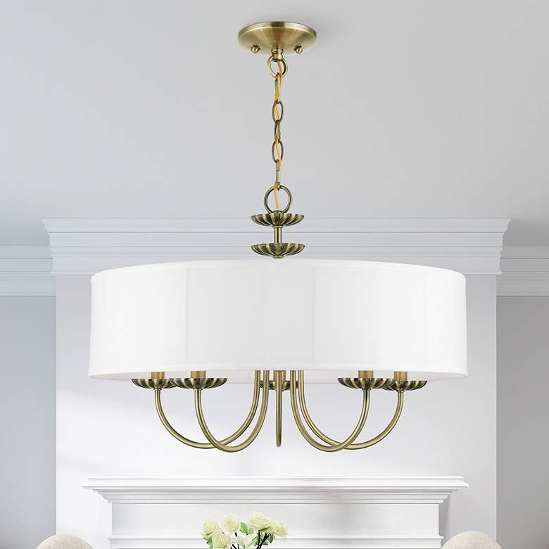 Image 1 5 Light Antique Brass Pendant Chandelier