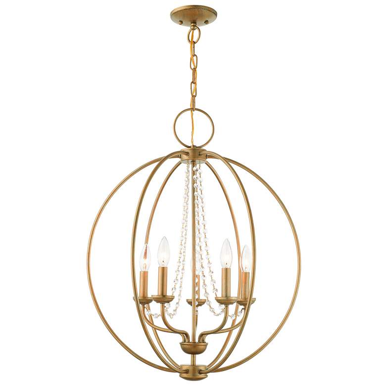 Image 2 5 Light Antique Gold Leaf Chandelier