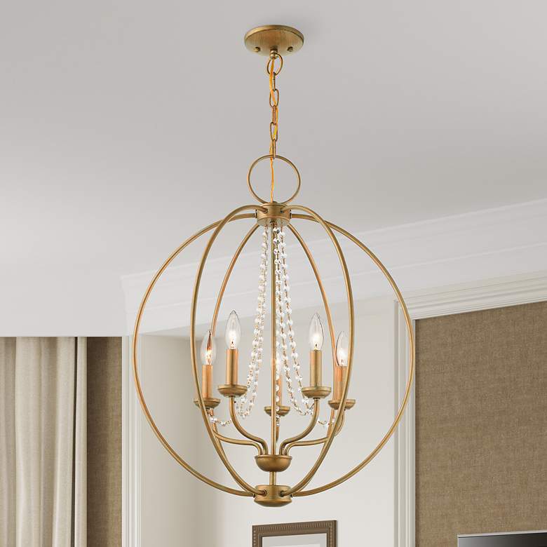 Image 7 5 Light Antique Gold Leaf Chandelier more views