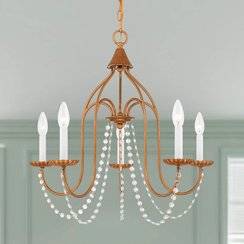 Image 2 5 Light Antique Gold Leaf Chandelier