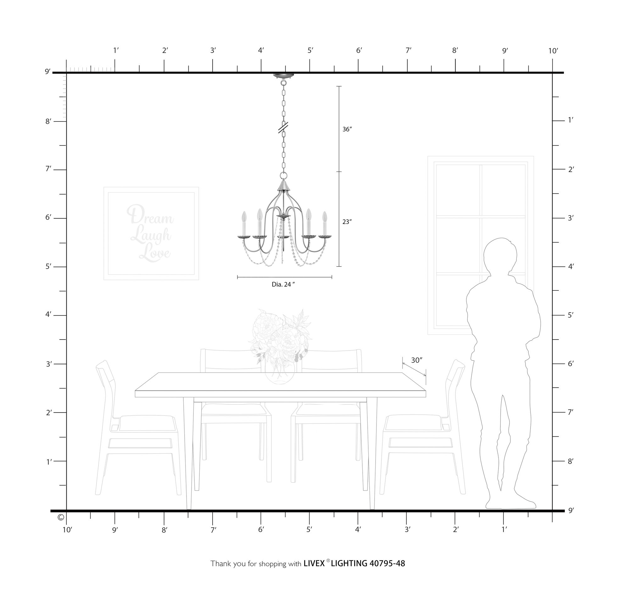 5 Light Antique Gold Leaf Chandelier in scene