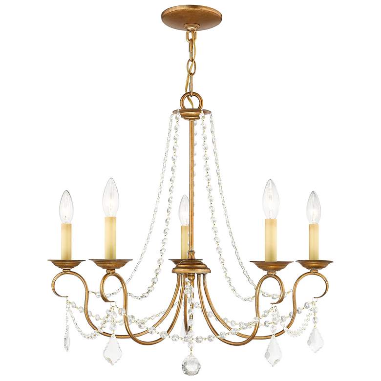 Image 2 5 Light Antique Gold Leaf Chandelier