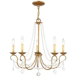 5 Light Antique Gold Leaf Chandelier