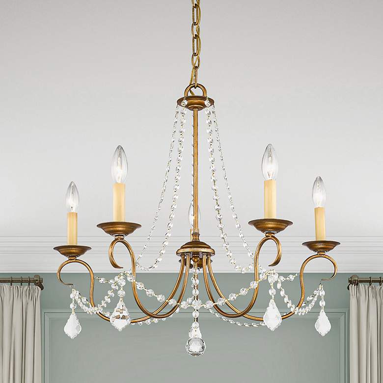 Image 1 5 Light Antique Gold Leaf Chandelier