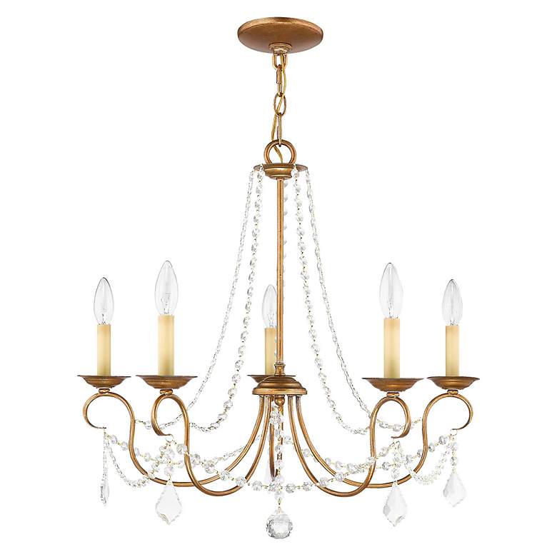 Image 3 5 Light Antique Gold Leaf Chandelier more views