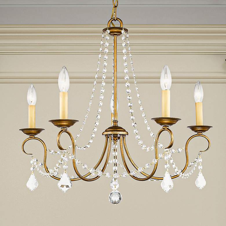 Image 7 5 Light Antique Gold Leaf Chandelier more views