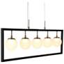 5-Light Black and Brass Ball LED Island Lamp with Frosted Glass