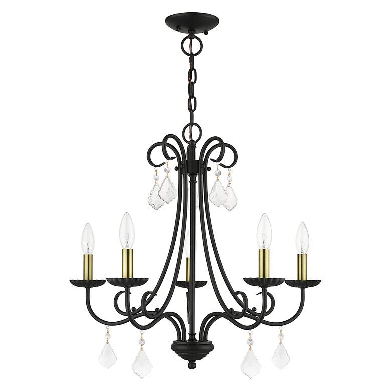 Image 4 5 Light Black Chandelier with Antique Brass Finish Accents more views