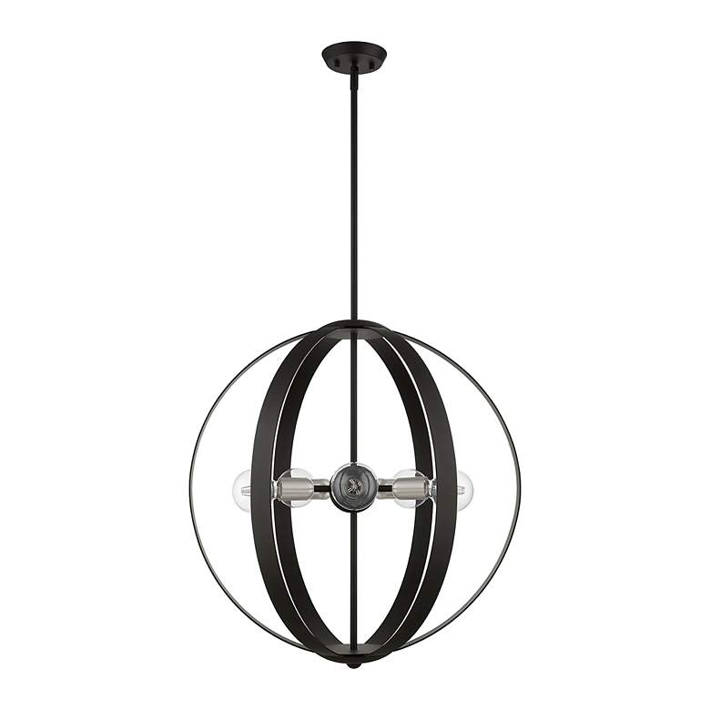 Image 3 5 Light Black Pendant Chandelier with Brushed Nickel Accents more views