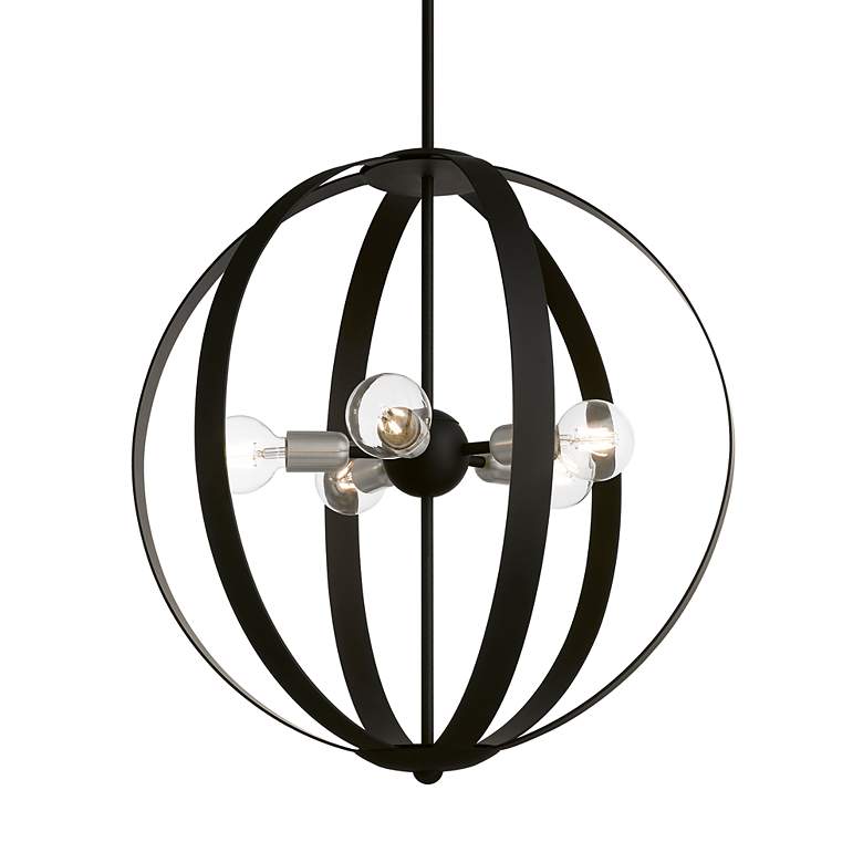 Image 4 5 Light Black Pendant Chandelier with Brushed Nickel Accents more views