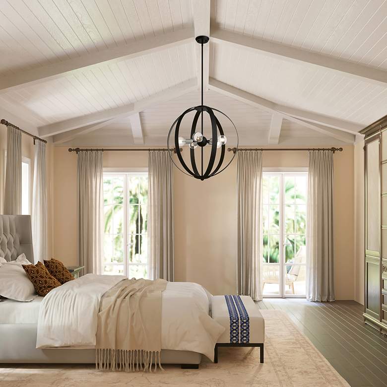 Image 7 5 Light Black Pendant Chandelier with Brushed Nickel Accents more views