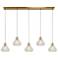 5-Light Brass Island Lamp with Glass