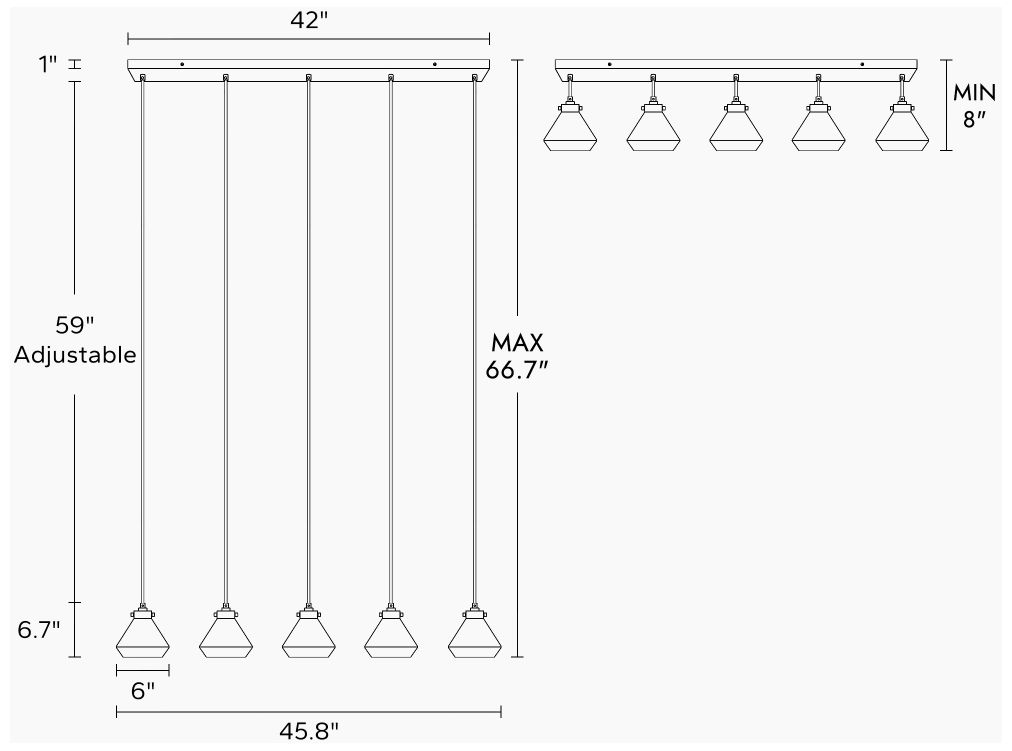 Image 2 5-Light Brass Island Lamp with Glass more views