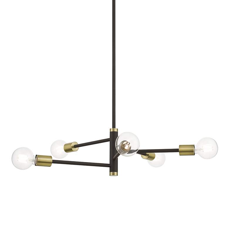 Image 5 5 Light Bronze Chandelier with Antique Brass Accents more views