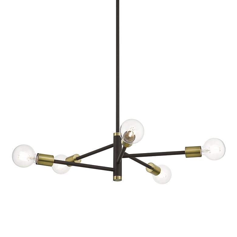 Image 6 5 Light Bronze Chandelier with Antique Brass Accents more views