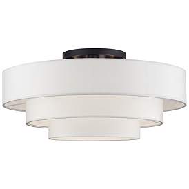Image1 of 5 Light Bronze Semi-Flush with Off-White Shades